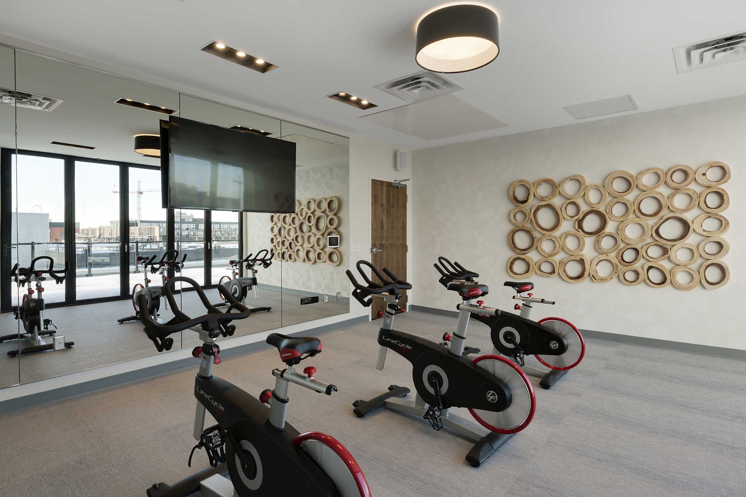 The Encore fitness center with Peloton bikes